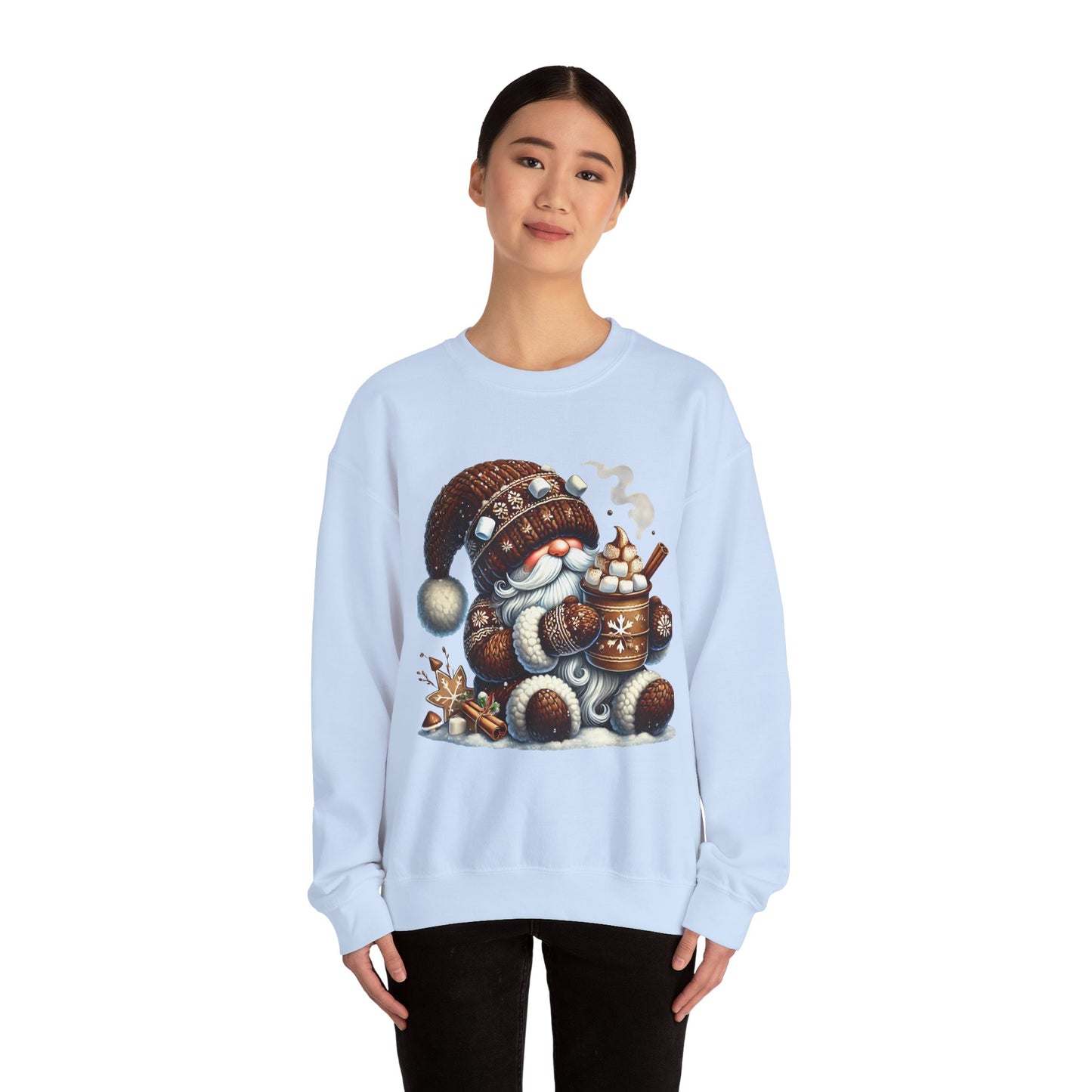 Cozy 'Hot Cocoa Vibes' Gnome Long Sleeve Sweatshirt