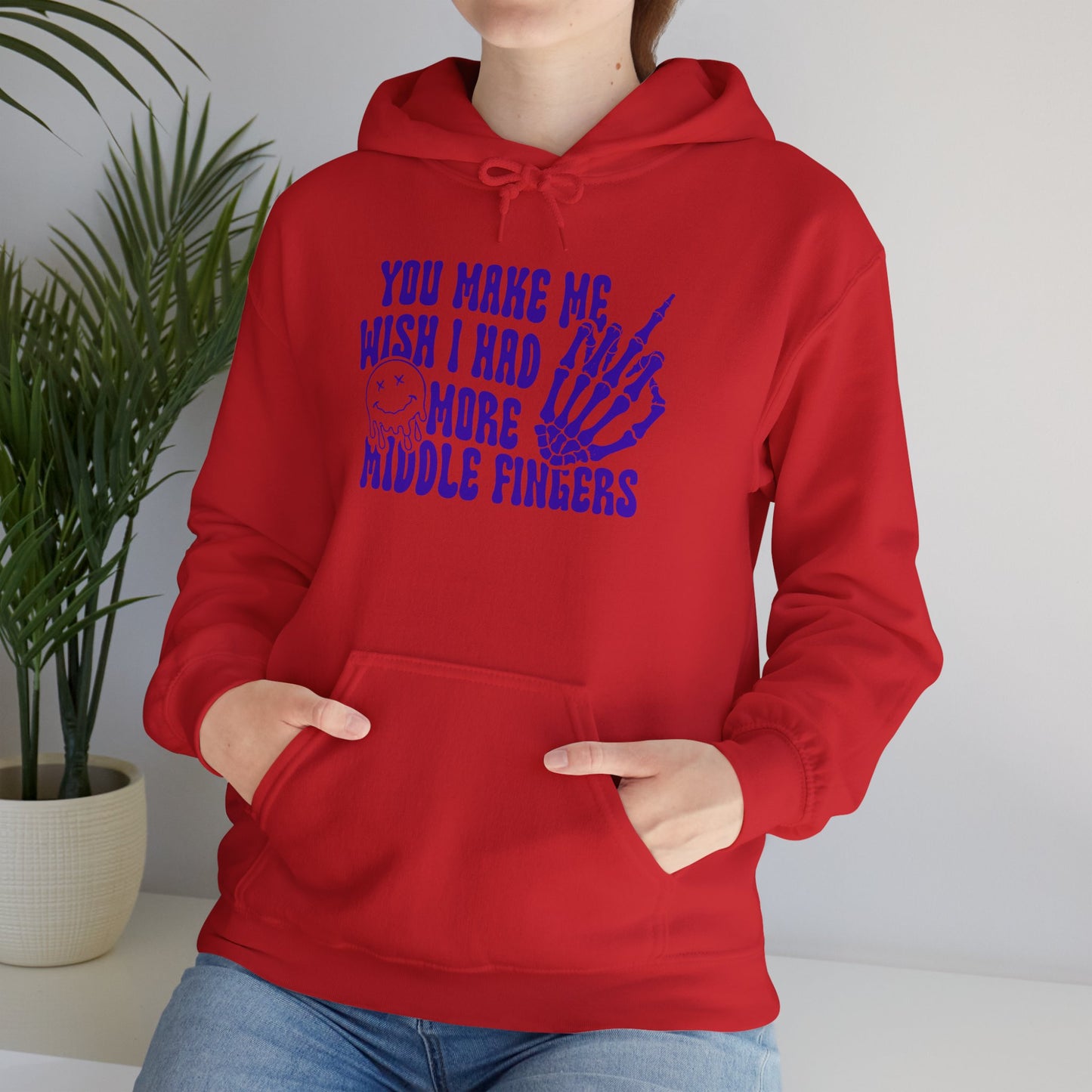 Skeleton Middle Finger Unisex Hoodie – 'Wish I Had More Middle Fingers'"