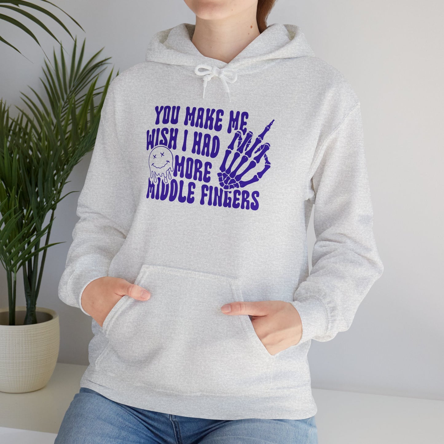 Skeleton Middle Finger Unisex Hoodie – 'Wish I Had More Middle Fingers'"