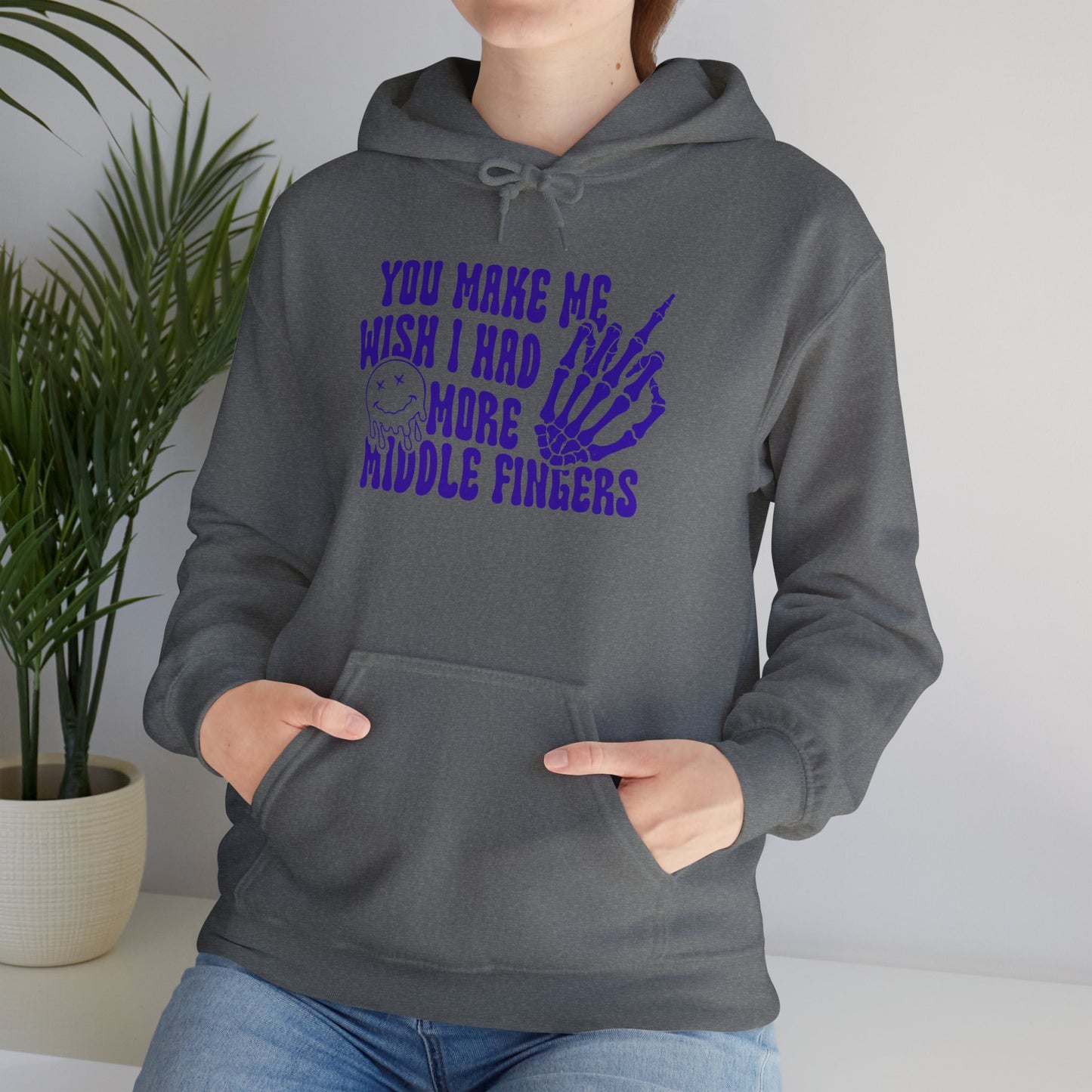 Skeleton Middle Finger Unisex Hoodie – 'Wish I Had More Middle Fingers'"