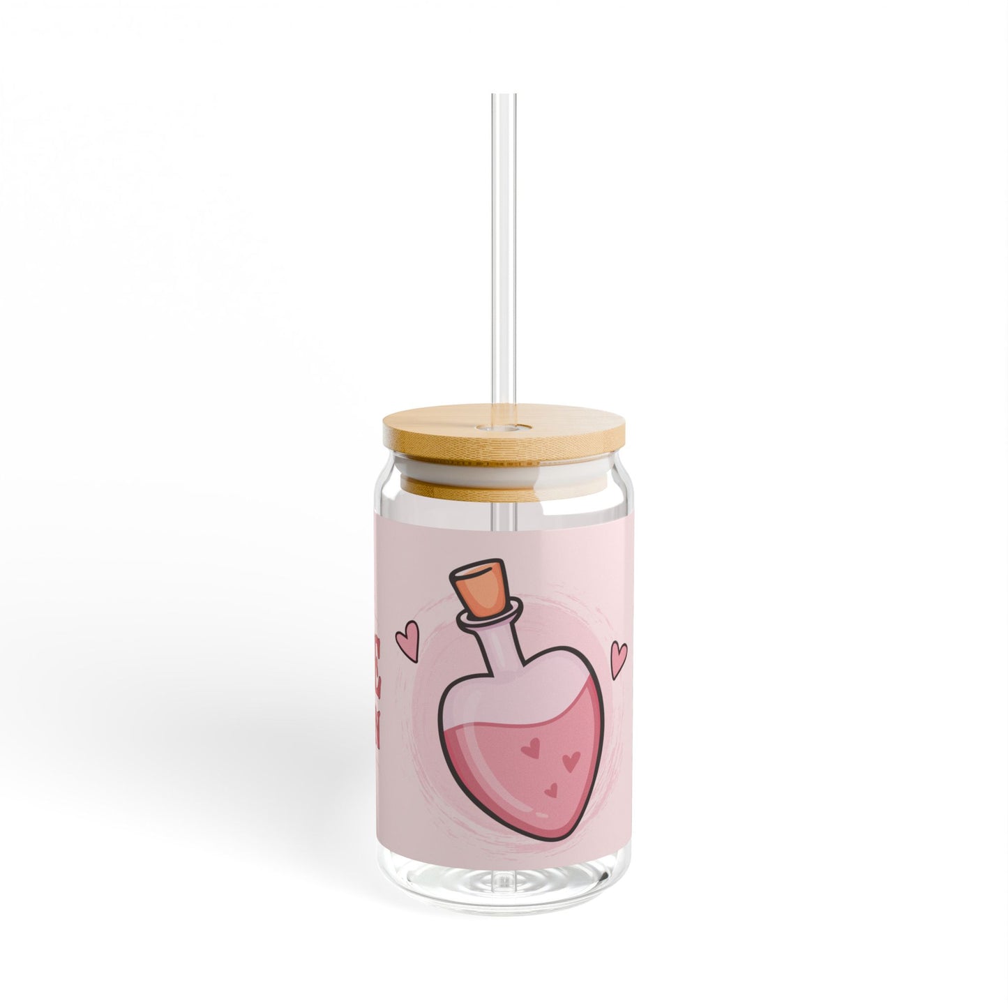 Valentine’s Love Potion #9 Glass Cup – 16oz with Lid & Straw