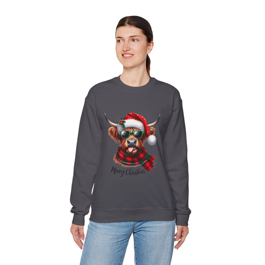 Merry Christmas Moose Sweatshirt - Festive Unisex Heavy Blend