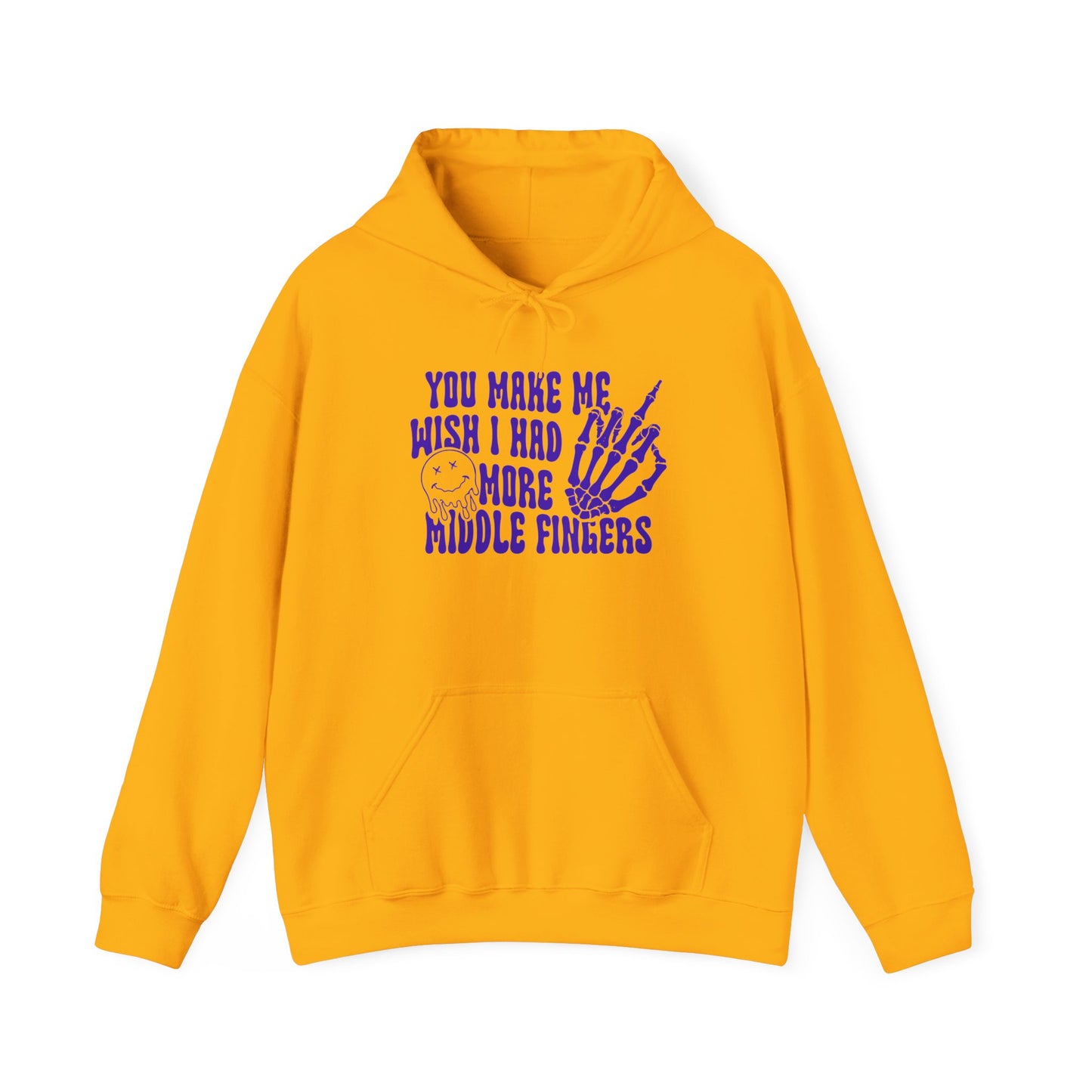 Skeleton Middle Finger Unisex Hoodie – 'Wish I Had More Middle Fingers'"