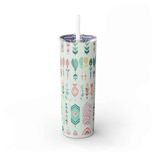 Delightful Pastel Design Skinny Tumbler with Straw, 20oz