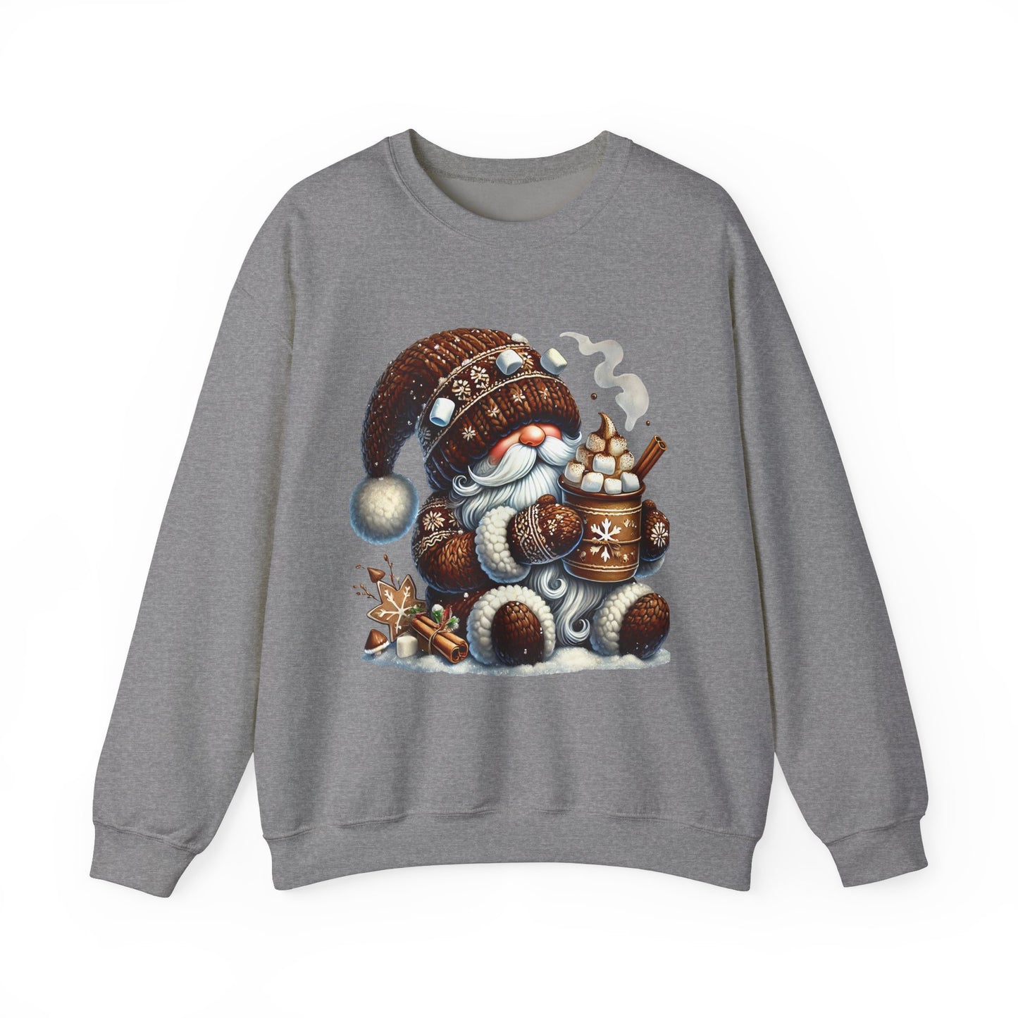 Cozy 'Hot Cocoa Vibes' Gnome Long Sleeve Sweatshirt