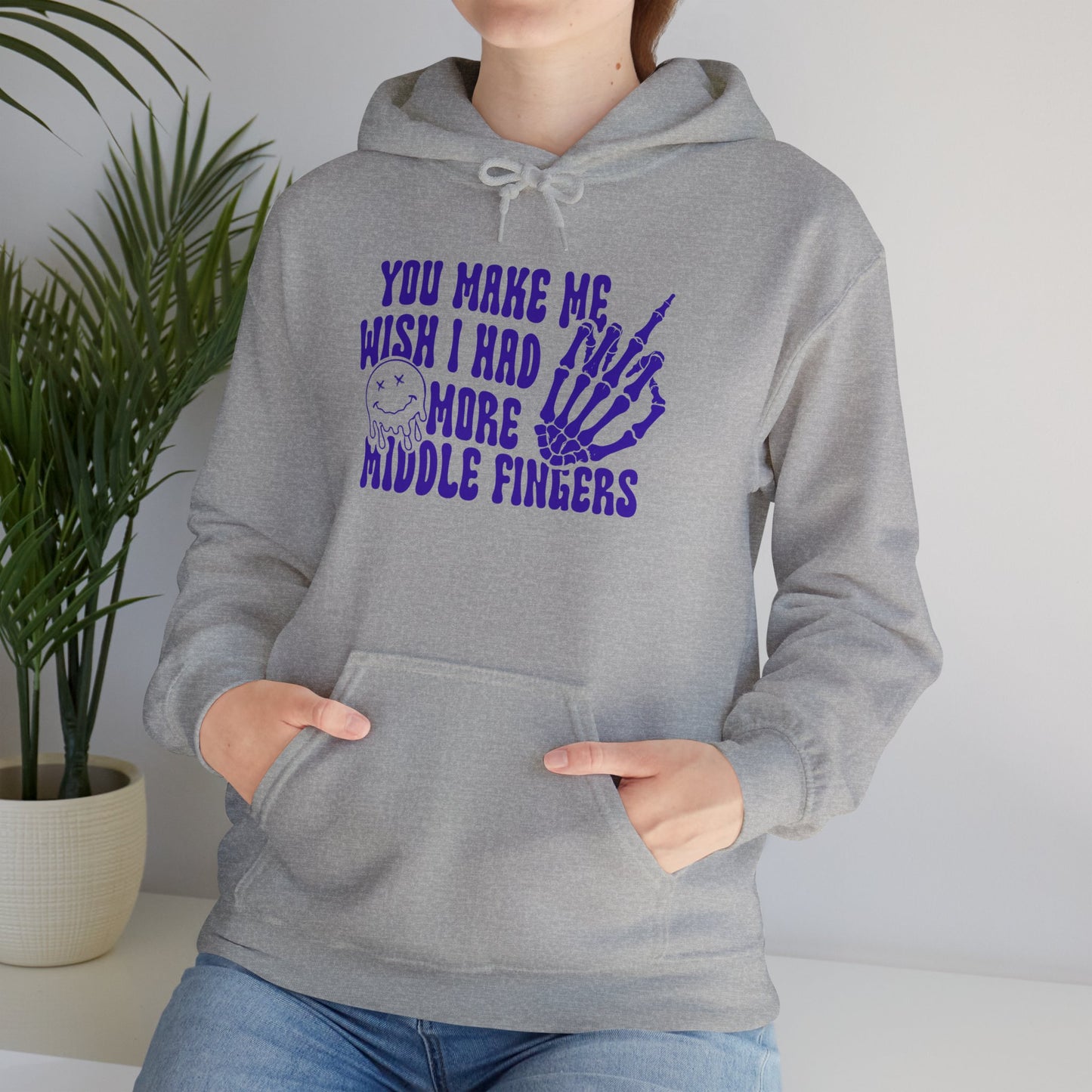 Skeleton Middle Finger Unisex Hoodie – 'Wish I Had More Middle Fingers'"