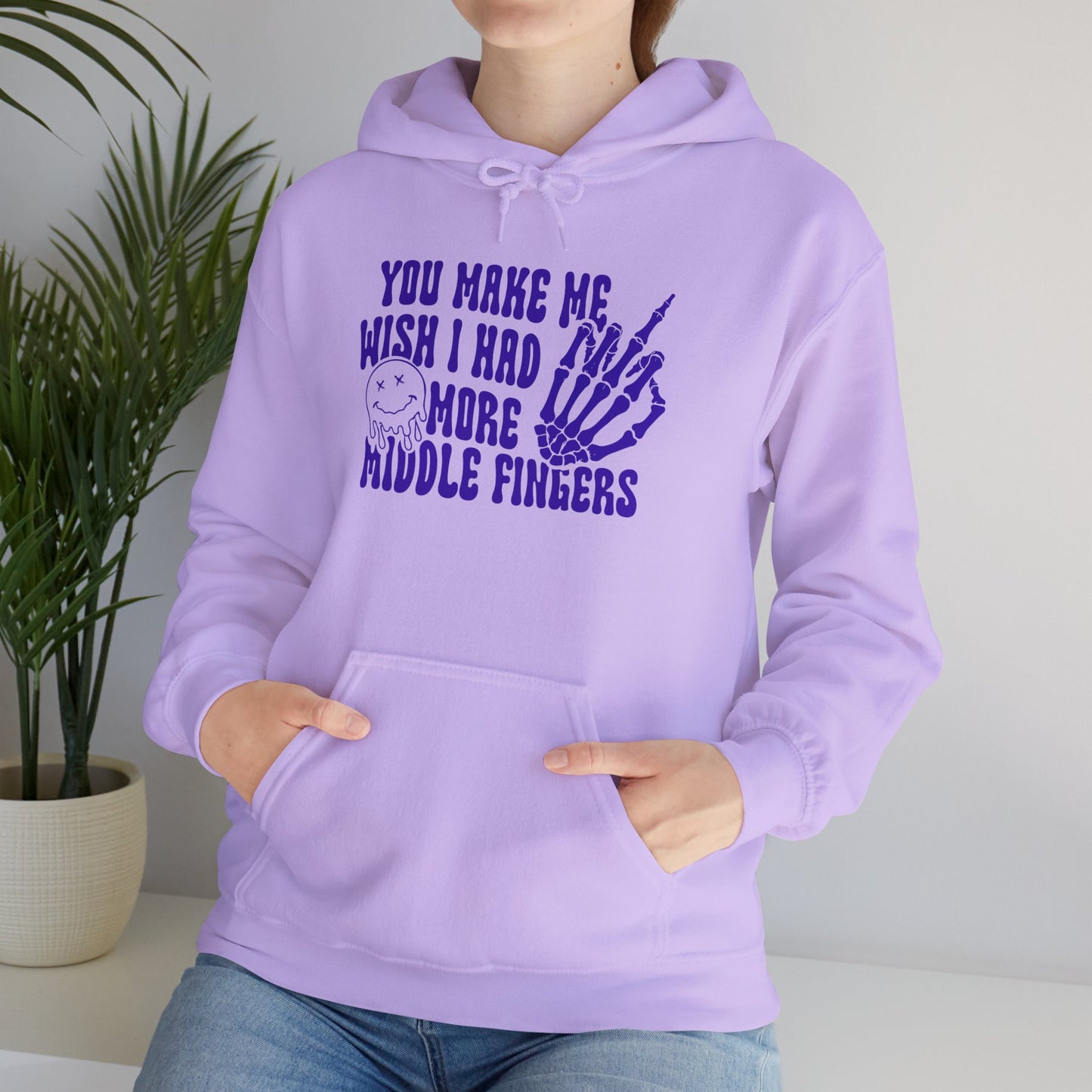 Skeleton Middle Finger Unisex Hoodie – 'Wish I Had More Middle Fingers'"