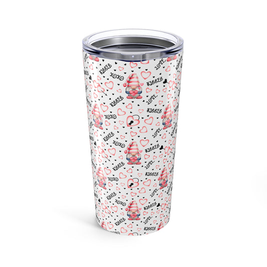 Valentine’s Day Gnome Love 20oz Tumbler – Hearts, Hugs & Kisses Design