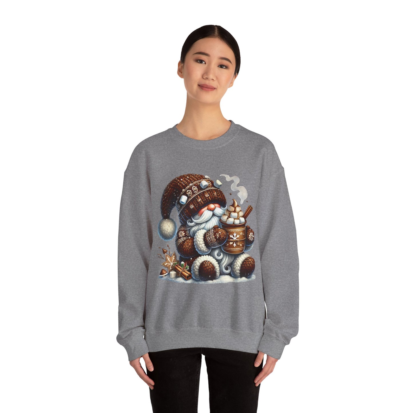 Cozy 'Hot Cocoa Vibes' Gnome Long Sleeve Sweatshirt