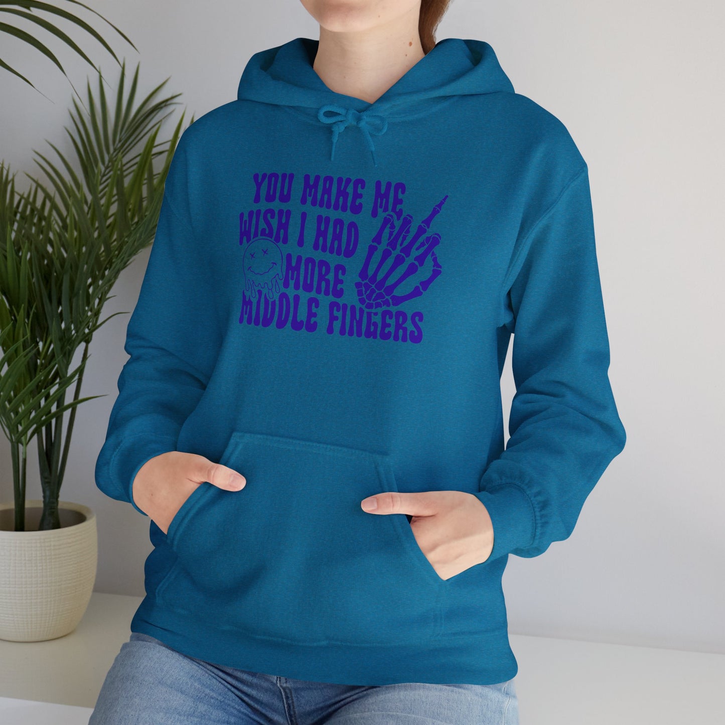 Skeleton Middle Finger Unisex Hoodie – 'Wish I Had More Middle Fingers'"