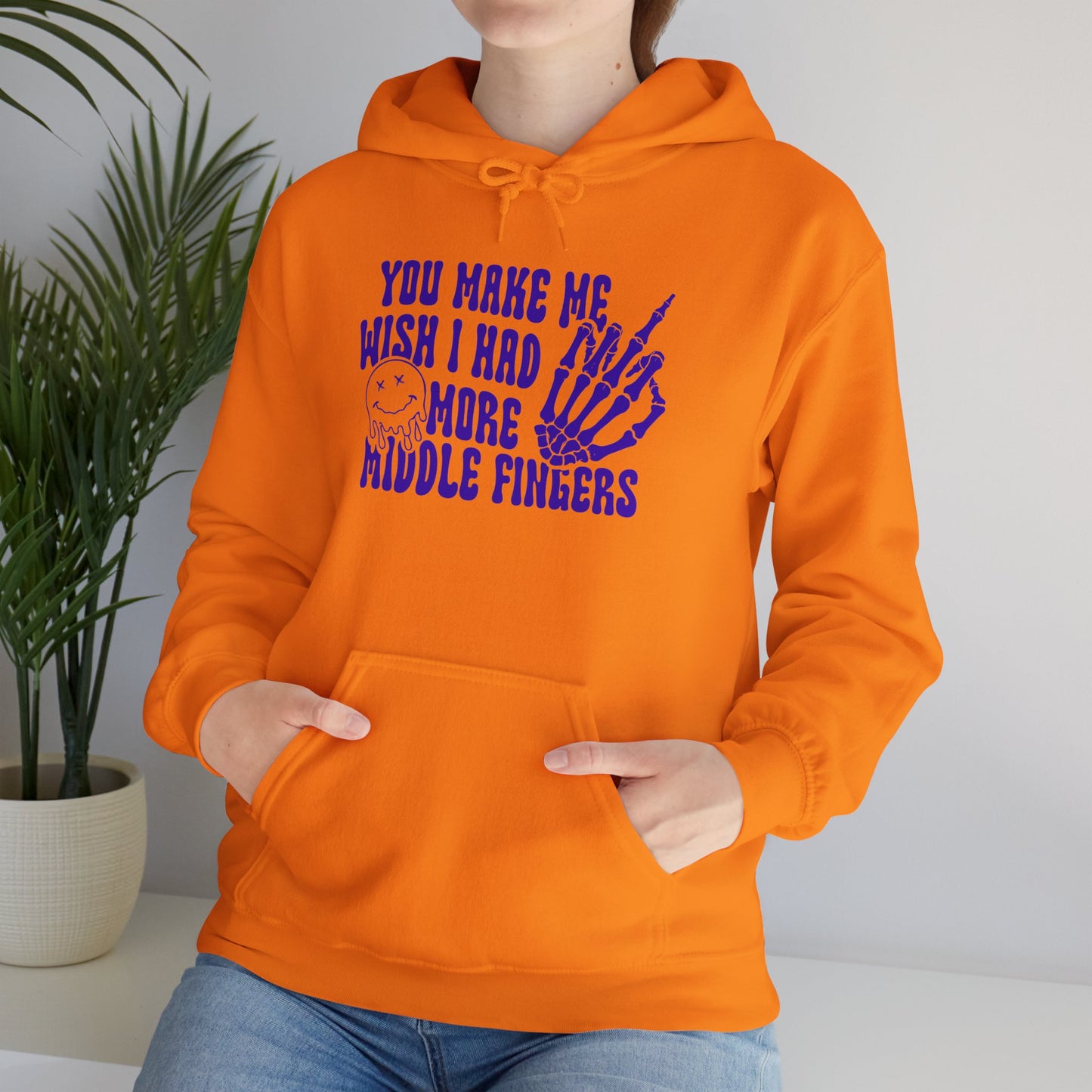 Skeleton Middle Finger Unisex Hoodie – 'Wish I Had More Middle Fingers'"