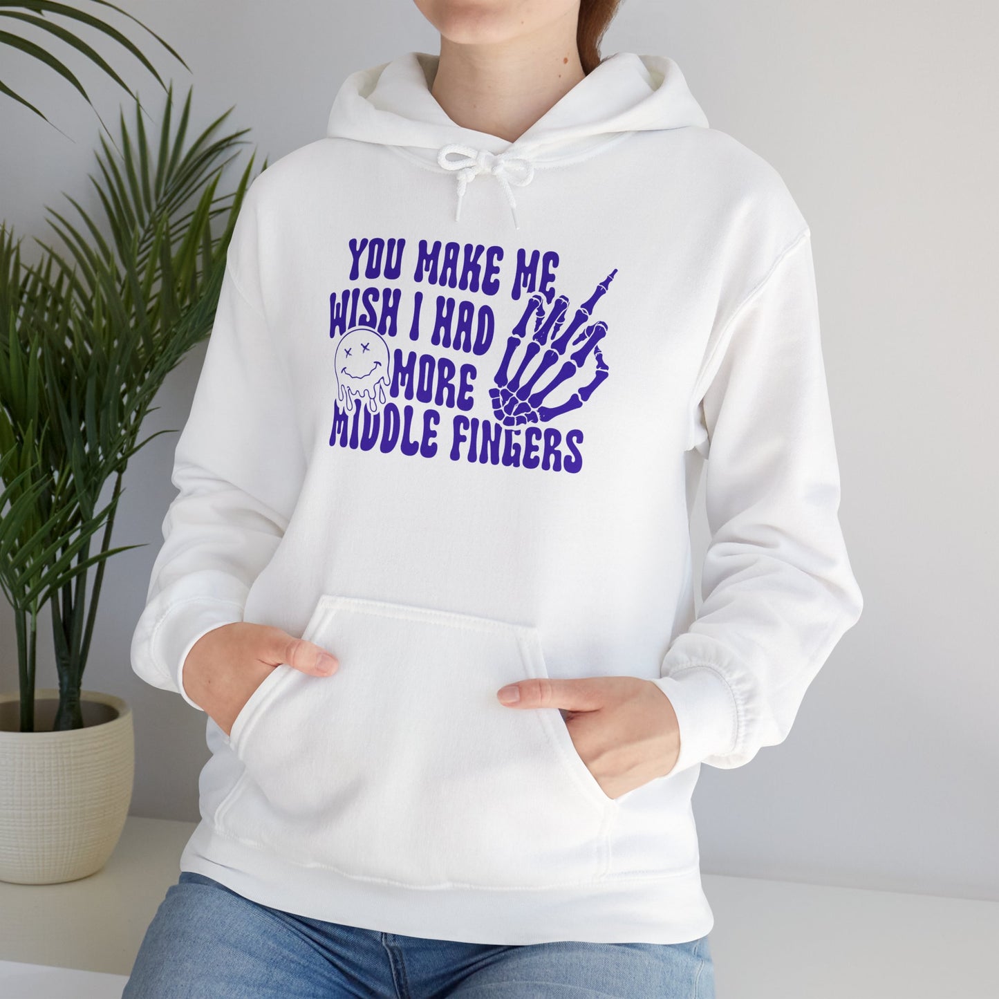 Skeleton Middle Finger Unisex Hoodie – 'Wish I Had More Middle Fingers'"