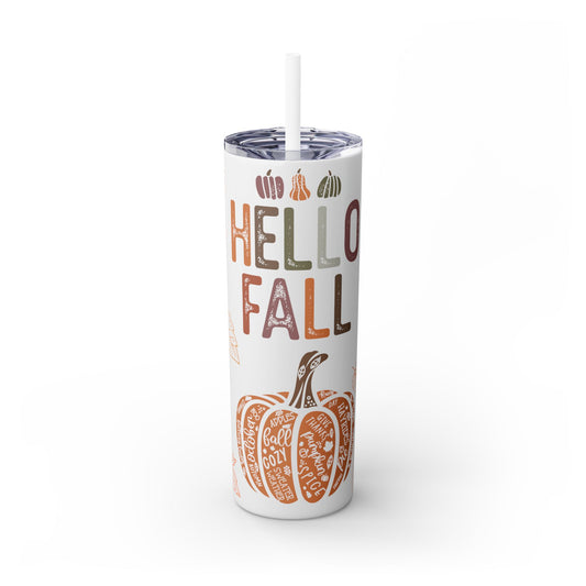 Hello Fall Skinny Tumbler with Straw, 20oz