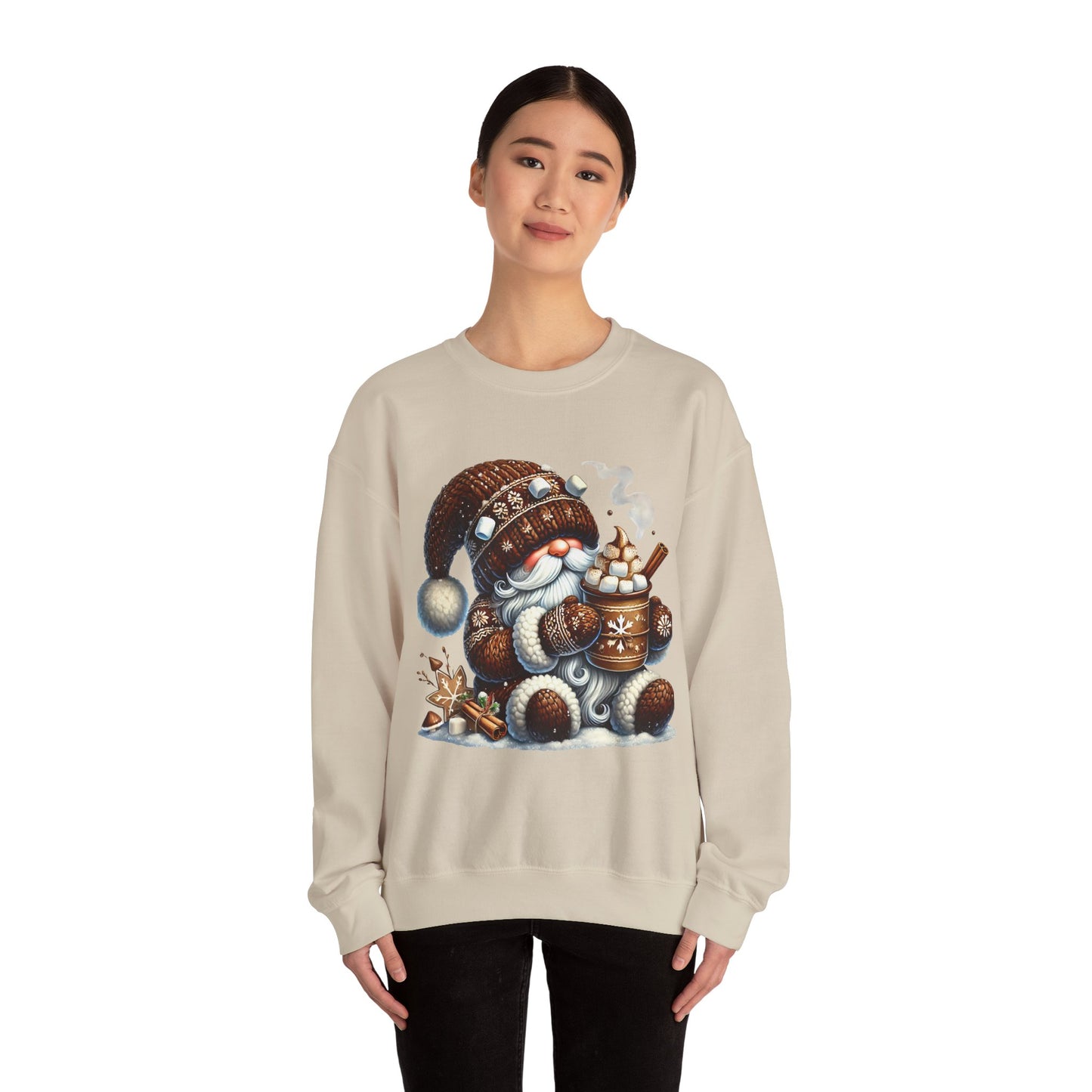 Cozy 'Hot Cocoa Vibes' Gnome Long Sleeve Sweatshirt