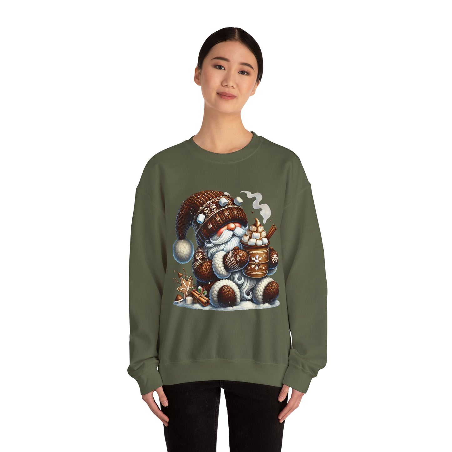 Cozy 'Hot Cocoa Vibes' Gnome Long Sleeve Sweatshirt