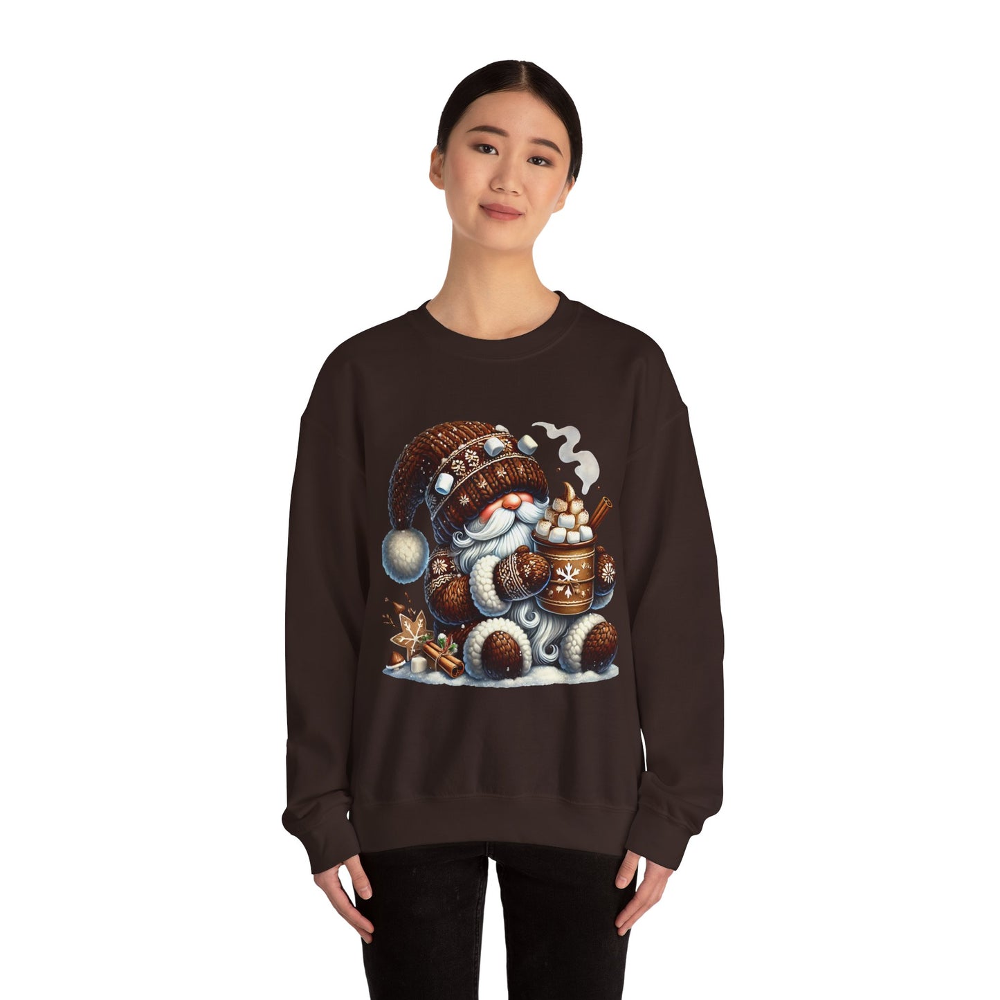 Cozy 'Hot Cocoa Vibes' Gnome Long Sleeve Sweatshirt